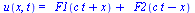 u(x, t) = `+`(_F1(`+`(`*`(c, `*`(t)), x)), _F2(`+`(`*`(c, `*`(t)), `-`(x))))